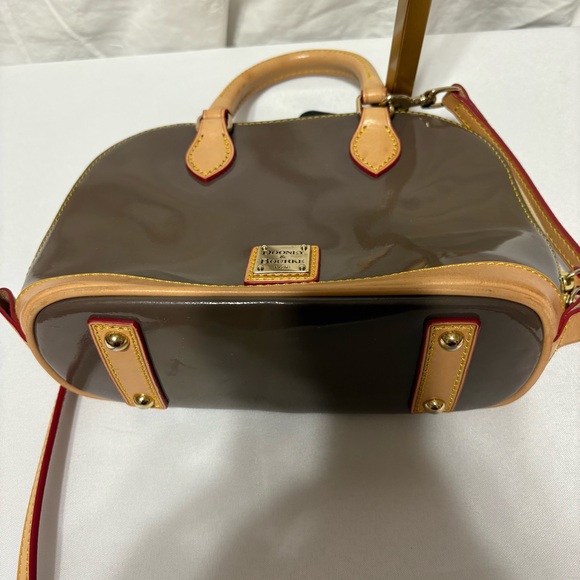 Dooney & Bourke Patent Leather Zip Zip Satchel in taupe brown - Picture 5 of 8